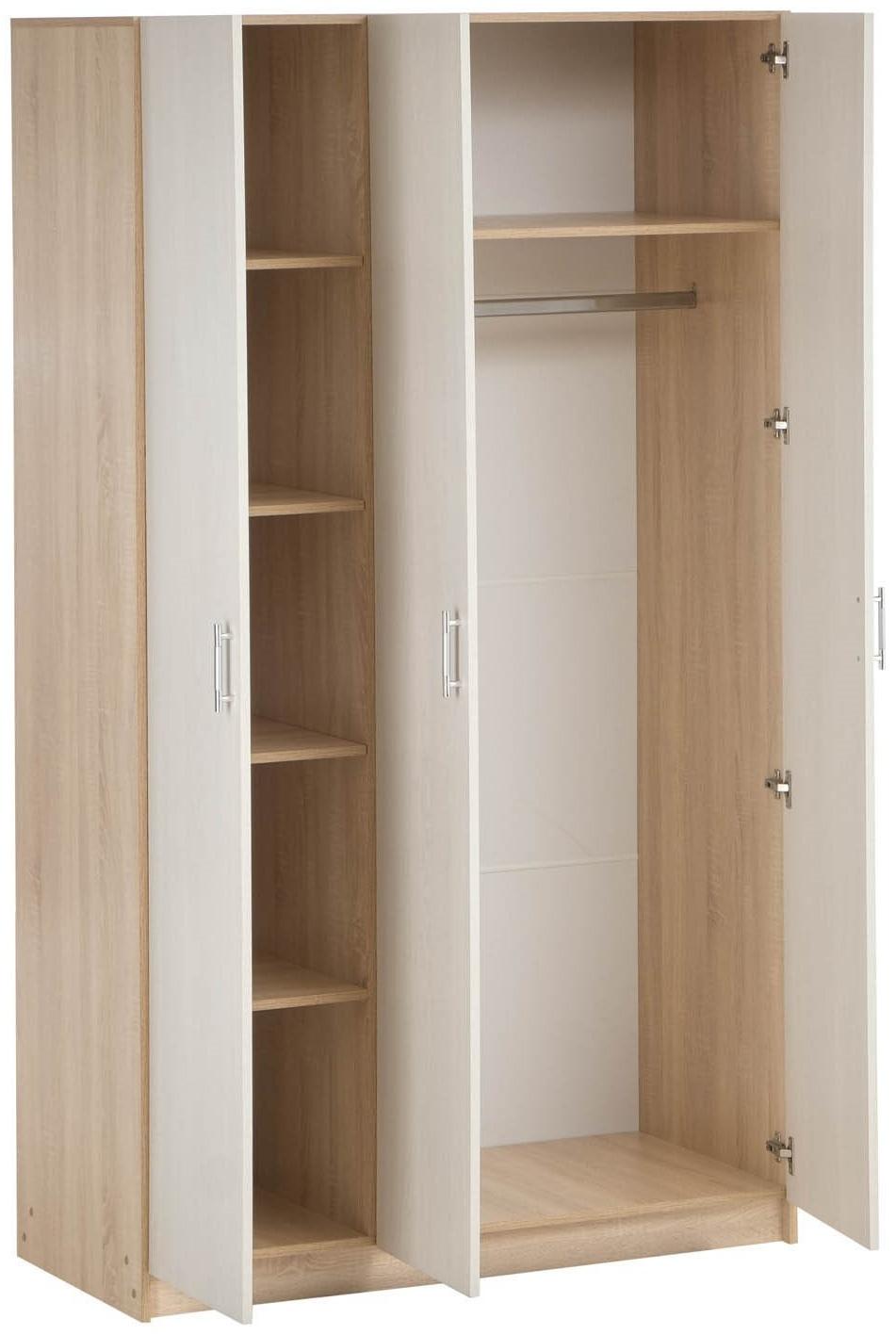 Шкаф трёхстворчатый Бася-1, 2100х1200х560, Дуб сонома/Ясень анкор светлый