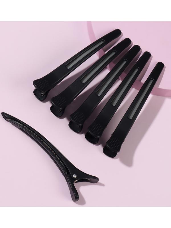 Набор зажимов для волос, с силиконовой лентой, 11 см, 6 шт, цвет чёрный