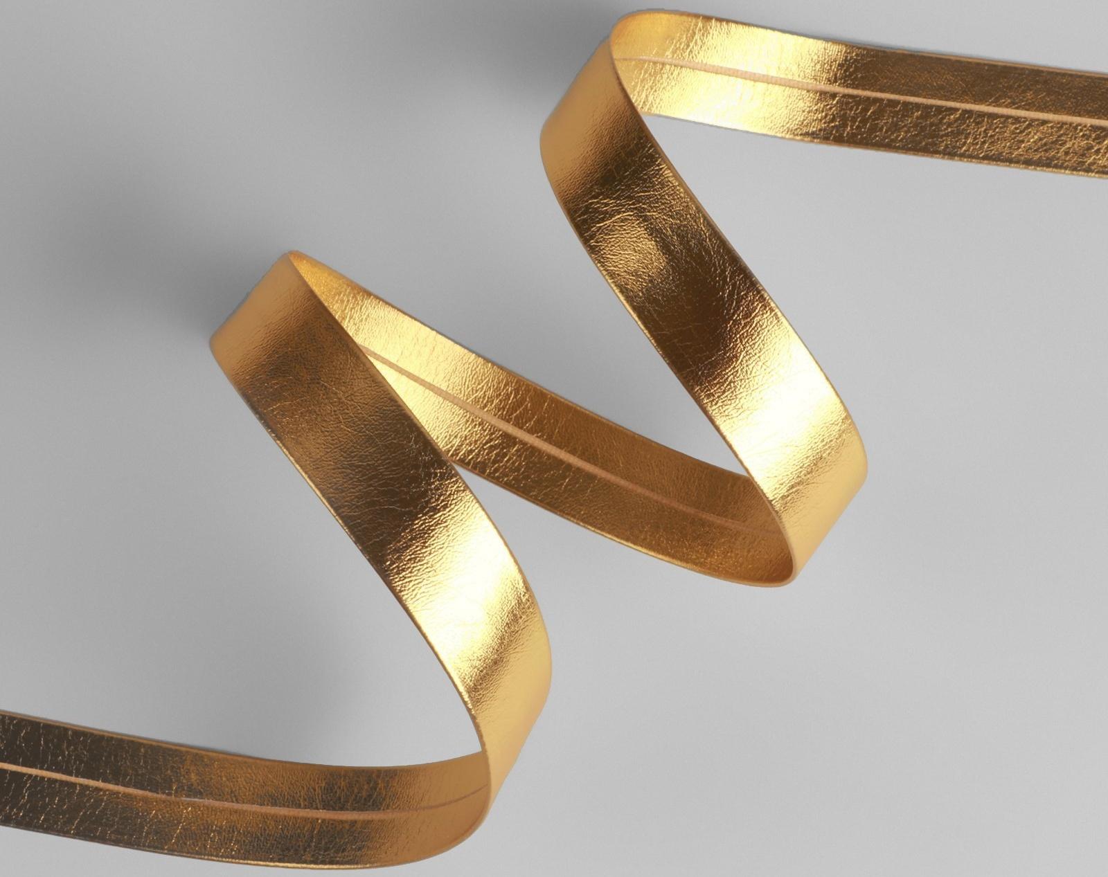 Косая бейка, кожзам, 15 мм × 10 ± 1 м, цвет золотой