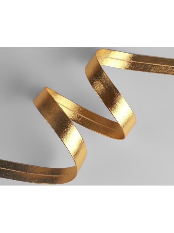 Косая бейка, кожзам, 15 мм × 10 ± 1 м, цвет золотой