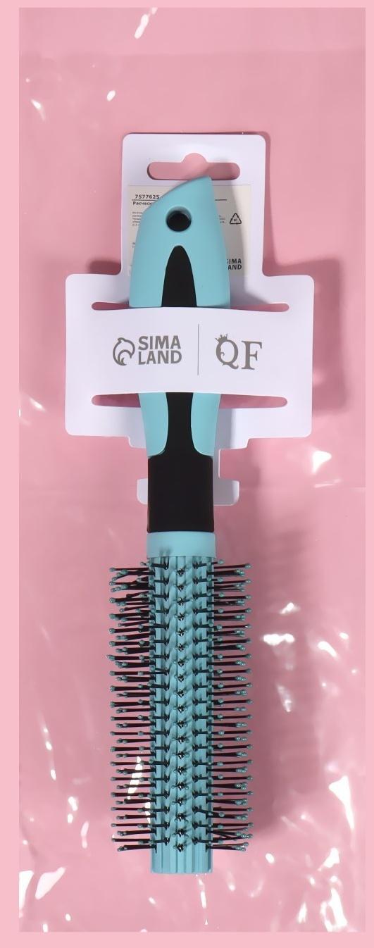 Брашинг, прорезиненная ручка, d = 1,9/4 × 22,7 см, цвет голубой/чёрный