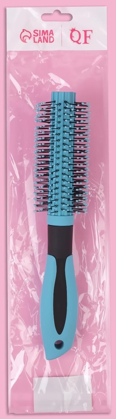 Брашинг, прорезиненная ручка, d = 1,9/4 × 22,7 см, цвет голубой/чёрный