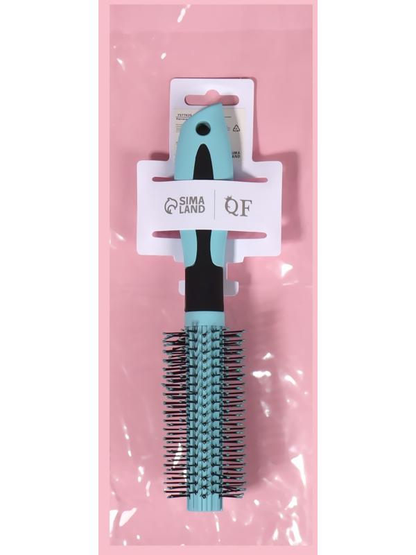 Брашинг, прорезиненная ручка, d = 1,9/4 × 22,7 см, цвет голубой/чёрный