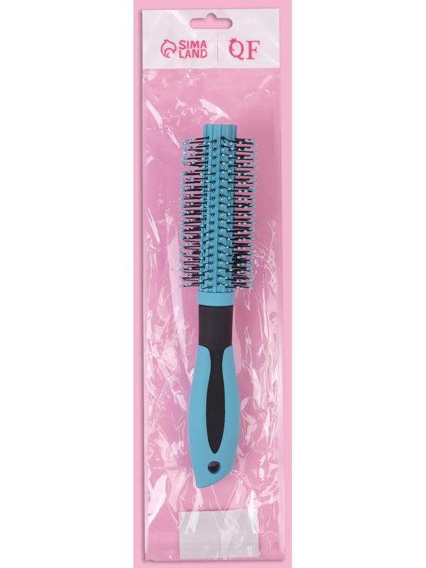 Брашинг, прорезиненная ручка, d = 1,9/4 × 22,7 см, цвет голубой/чёрный