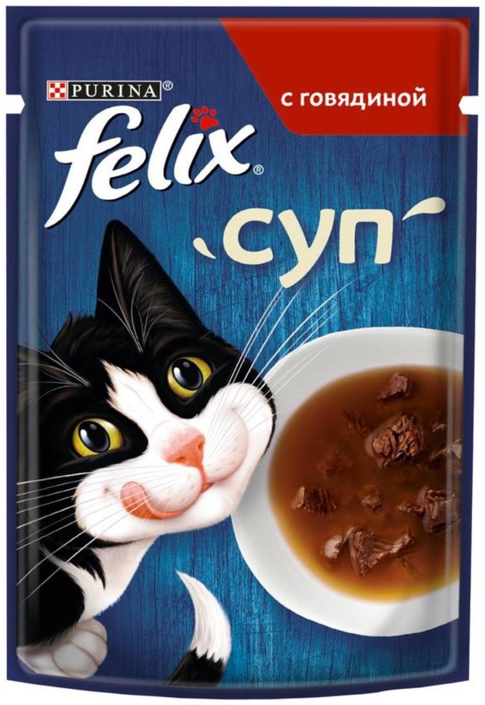 Влажный корм Felix Суп с говядиной, для кошек, 48 г