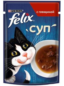 Влажный корм Felix Суп с говядиной, для кошек, 48 г