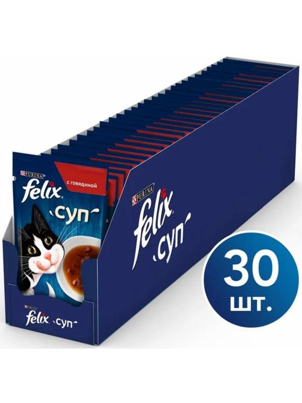 Влажный корм Felix Суп с говядиной, для кошек, 48 г