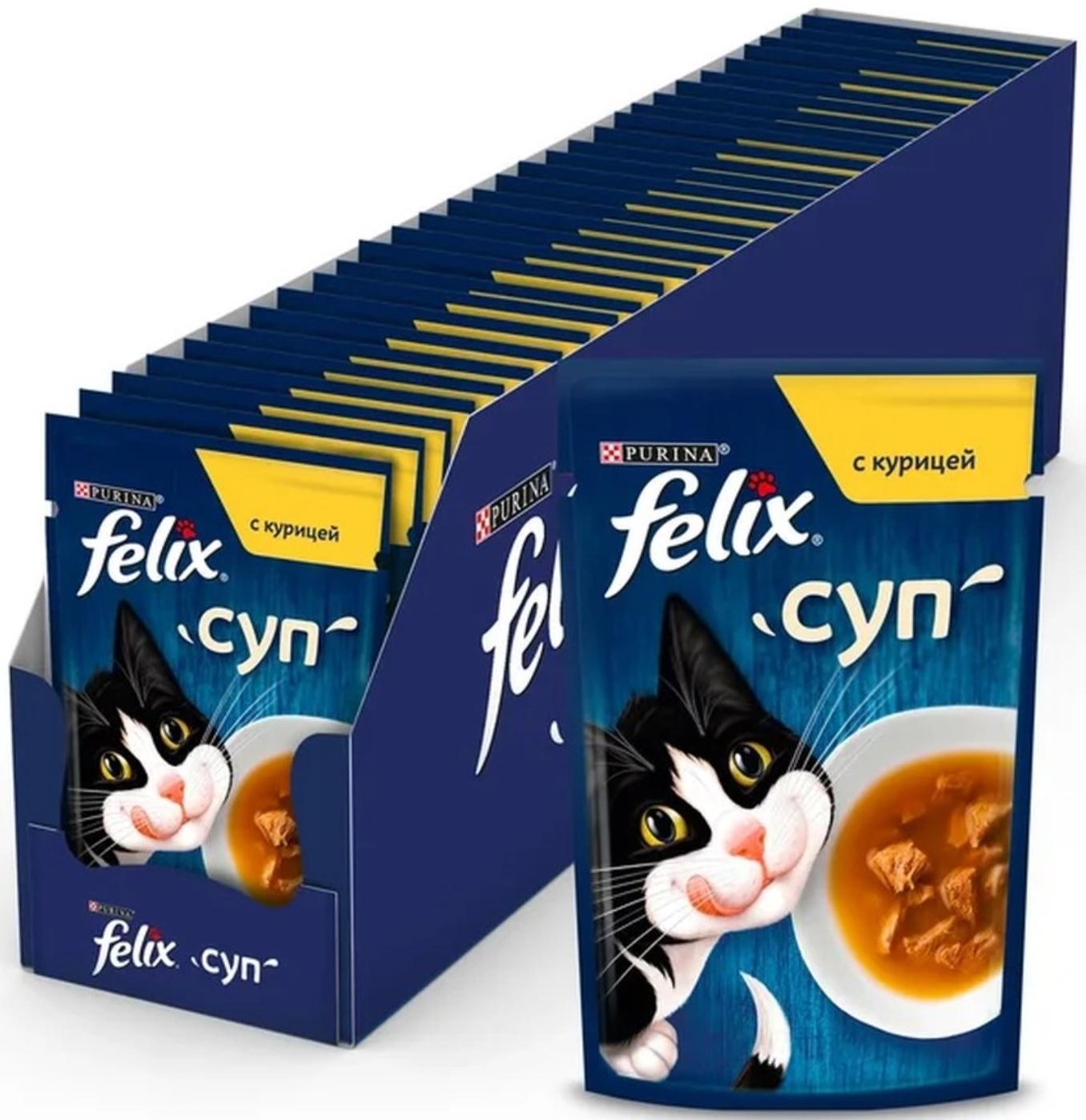 Влажный корм Felix Суп с курицей, для кошек, 48 г