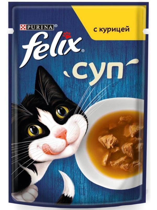 Влажный корм Felix Суп с курицей, для кошек, 48 г