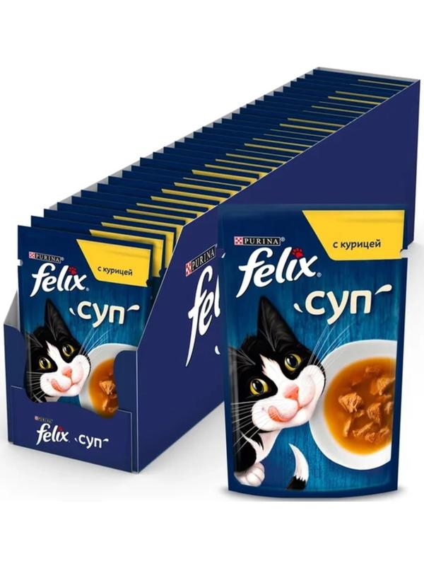 Влажный корм Felix Суп с курицей, для кошек, 48 г
