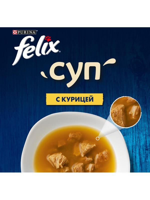 Влажный корм Felix Суп с курицей, для кошек, 48 г