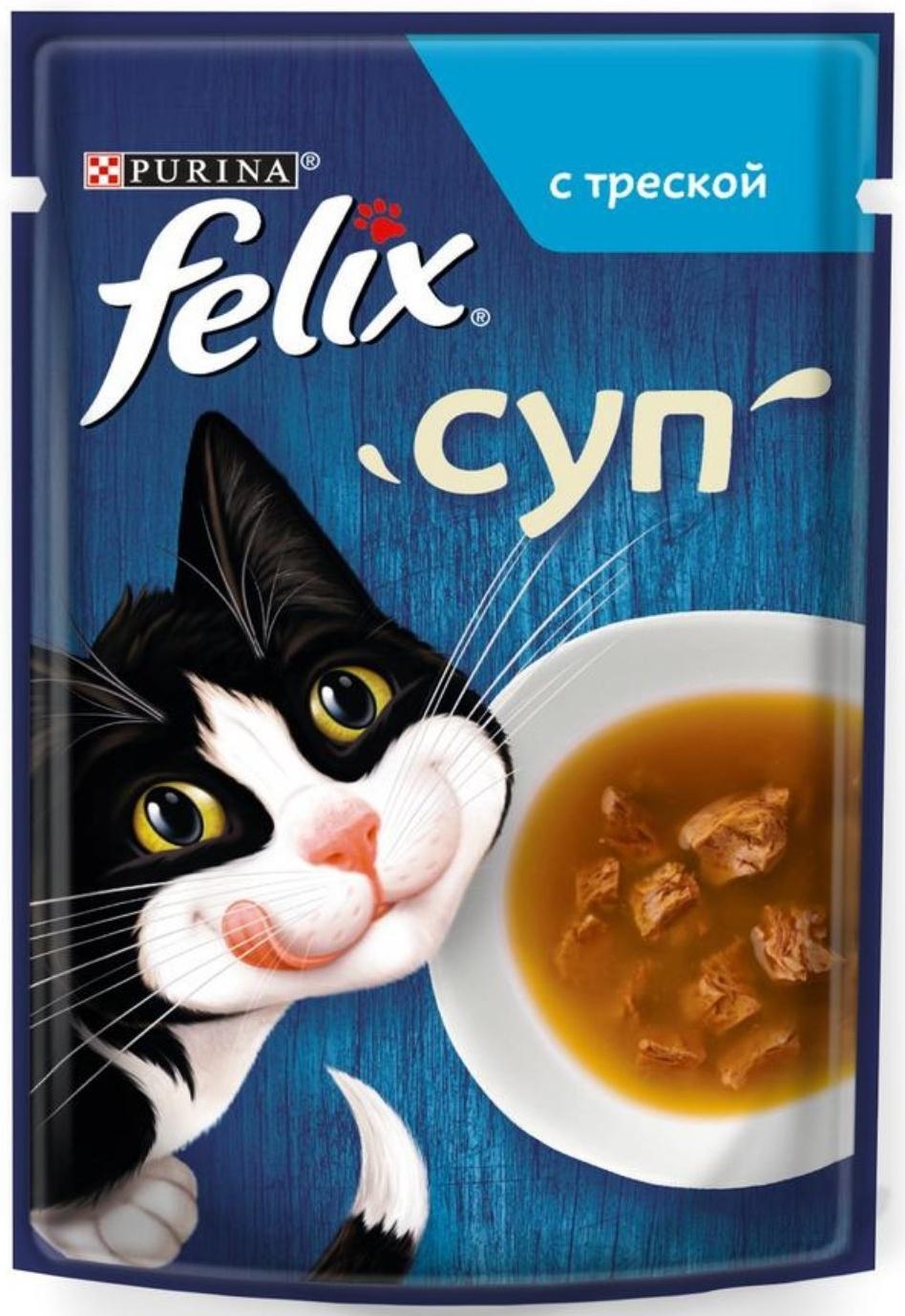 Влажный корм Felix Суп с треской, для кошек, 48 г