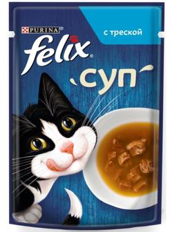 Влажный корм Felix Суп с треской, для кошек, 48 г