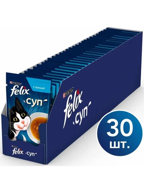 Влажный корм Felix Суп с треской, для кошек, 48 г