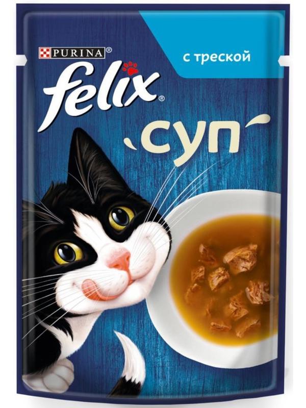 Влажный корм Felix Суп с треской, для кошек, 48 г
