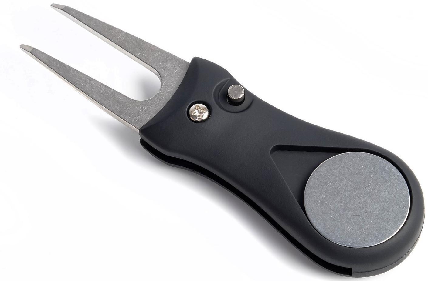 Складная вилка-маркер для гольфа, черная, 11 х 2.5 см