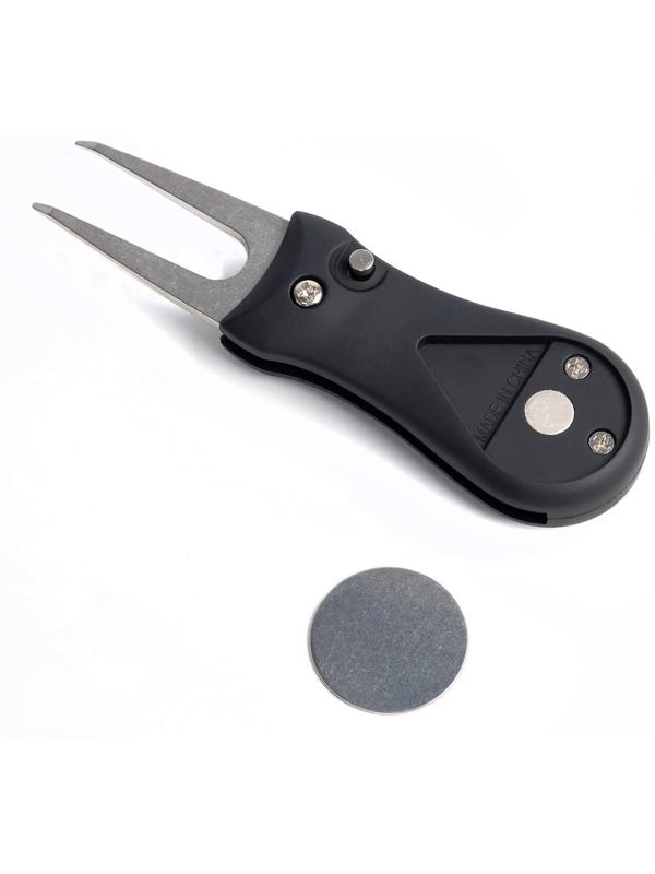 Складная вилка-маркер для гольфа, черная, 11 х 2.5 см