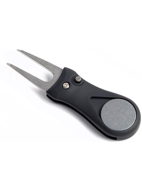 Складная вилка-маркер для гольфа, черная, 11 х 2.5 см