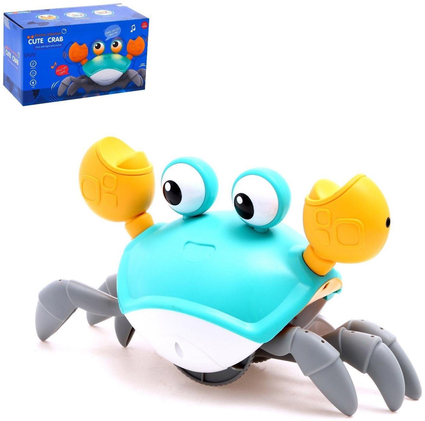 Каталка музыкальная «Краб», свет, звук, цвет бирюзовый