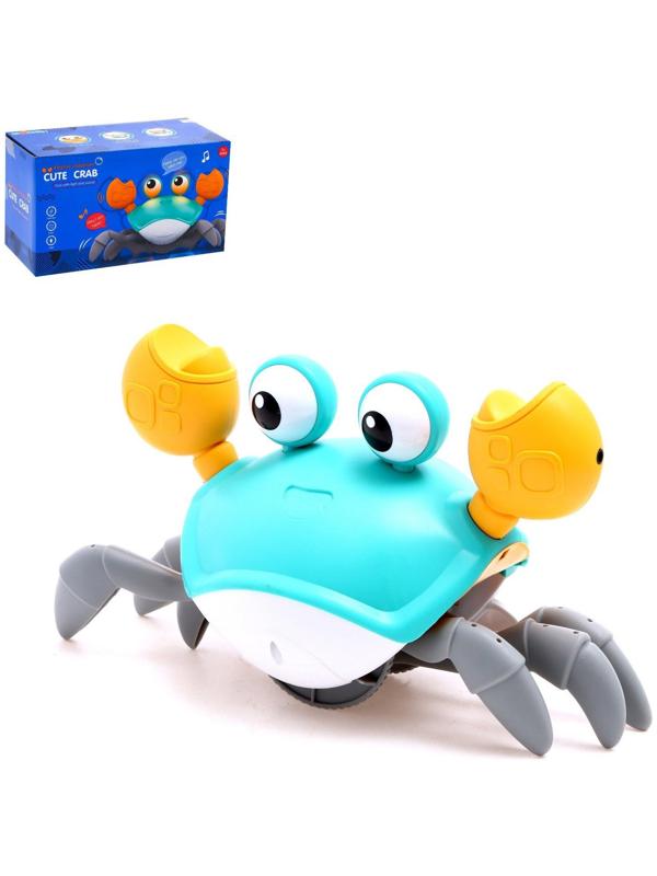 Каталка музыкальная «Краб», свет, звук, цвет бирюзовый