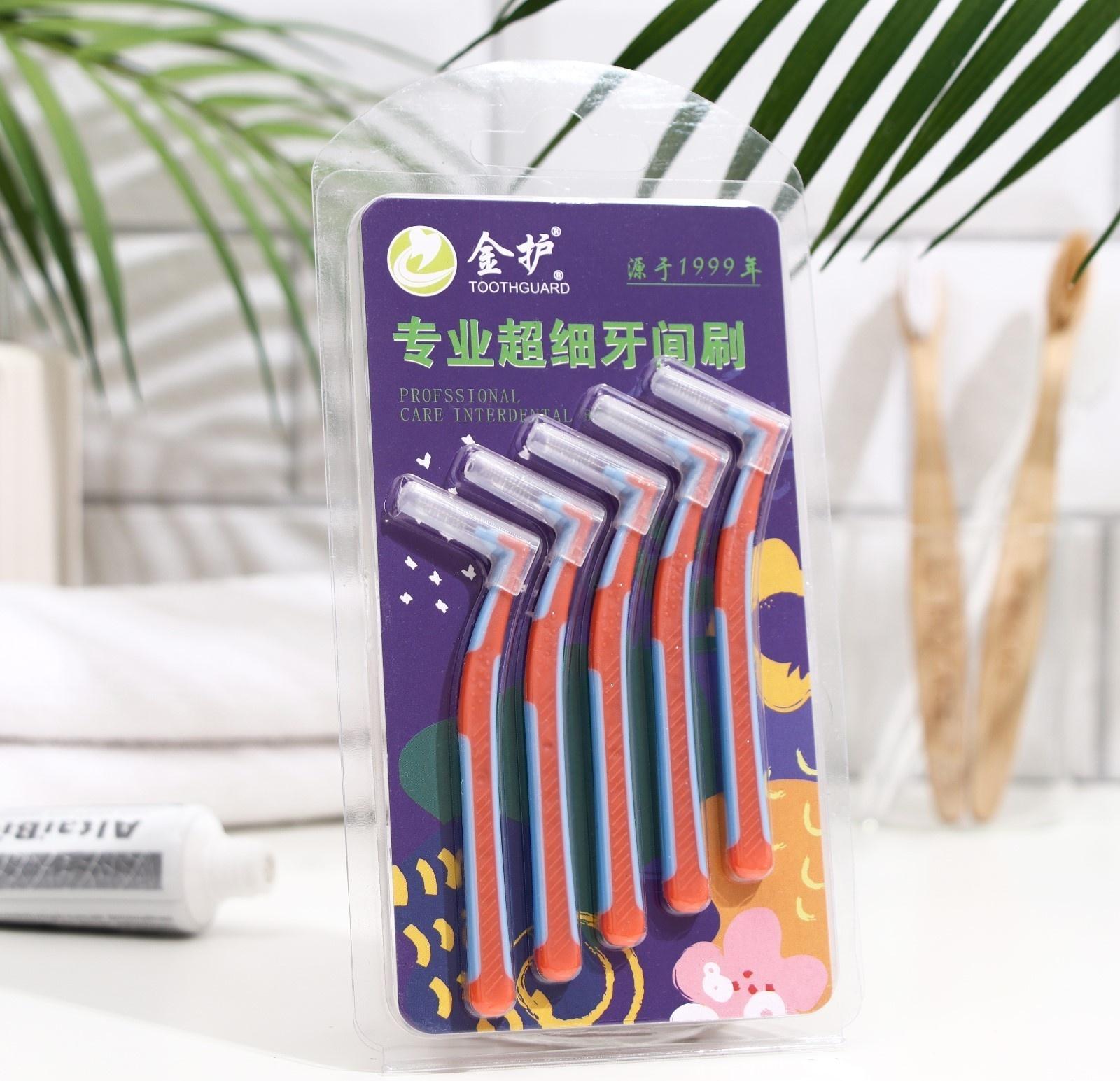 Ершики для брекетов и зубов, набор 5 шт., 1.2 - 1.5 мм; цвет - микс