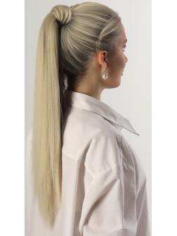 Хвост накладной, прямой волос, на резинке, 60 см, 100 гр, цвет холодный блонд(#SHT88B)