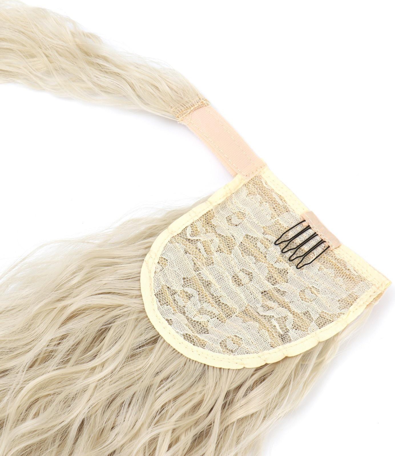 Хвост накладной, волнистый волос, на резинке, 60 см, 100 гр, цвет холодный блонд(#SHT88В)