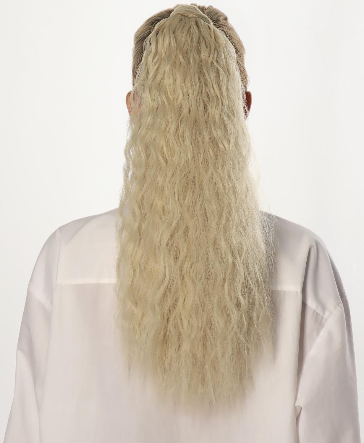 Хвост накладной, волнистый волос, на резинке, 60 см, 100 гр, цвет холодный блонд(#SHT88В)