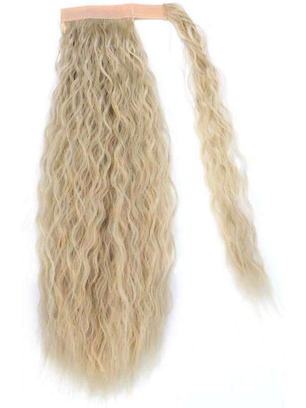 Хвост накладной, волнистый волос, на резинке, 60 см, 100 гр, цвет холодный блонд(#SHT88В)