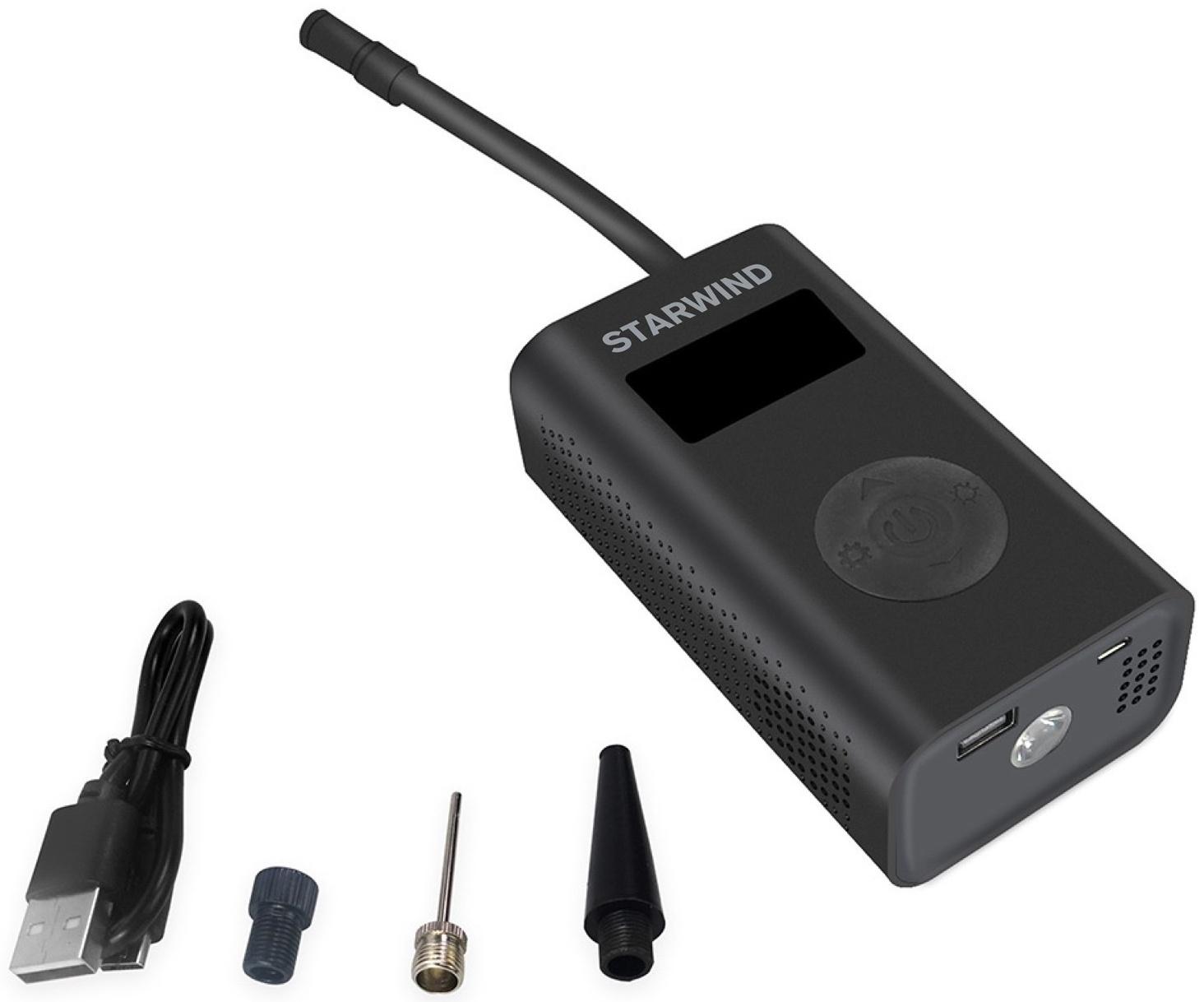 Автомобильный компрессор Starwind CC-140 15л/мин шланг 0.18м, встроенный АКБ