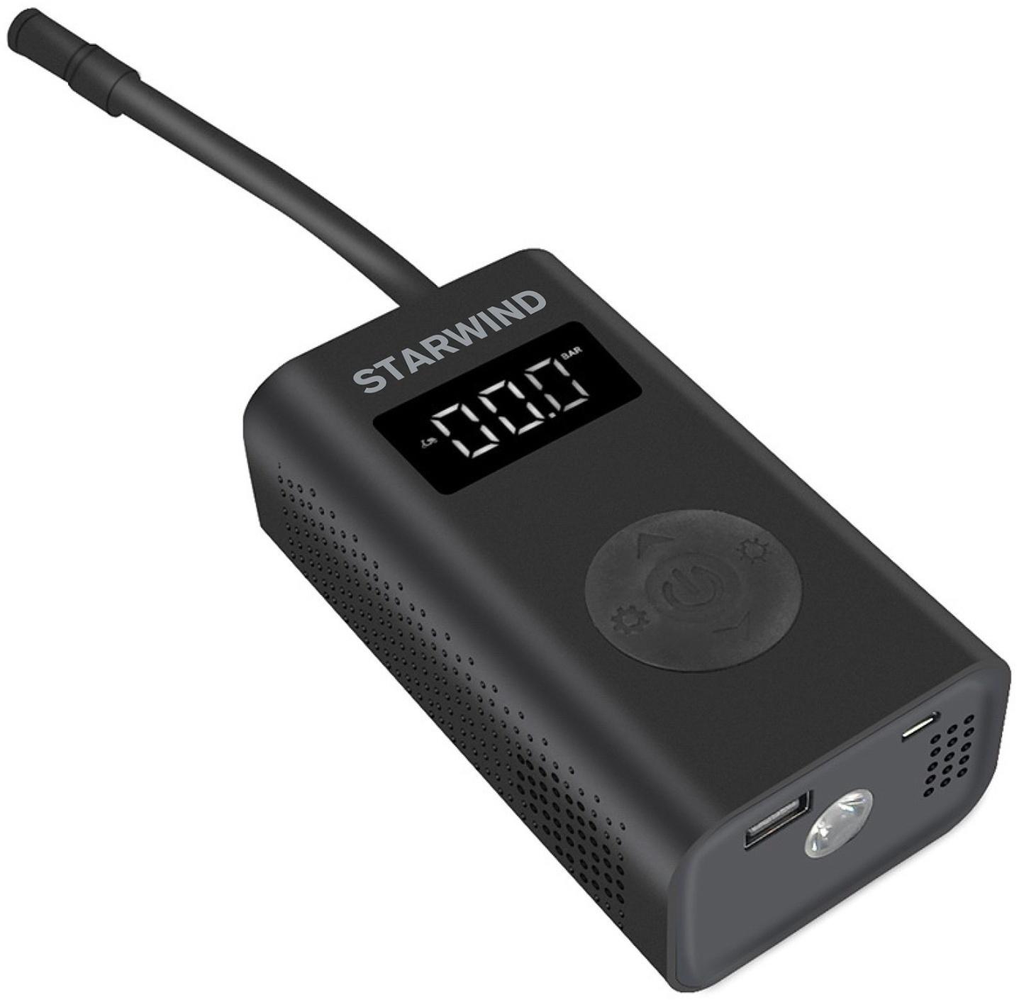 Автомобильный компрессор Starwind CC-140 15л/мин шланг 0.18м, встроенный АКБ