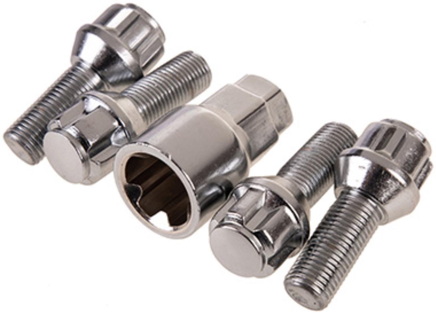 Болты секретки Skyway, M12х1,25х28 конус, 5 луч, 1 кл, хром, набор 4 шт