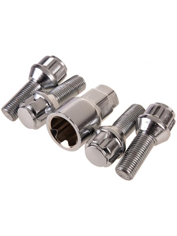 Болты секретки Skyway, M12х1,25х28 конус, 5 луч, 1 кл, хром, набор 4 шт