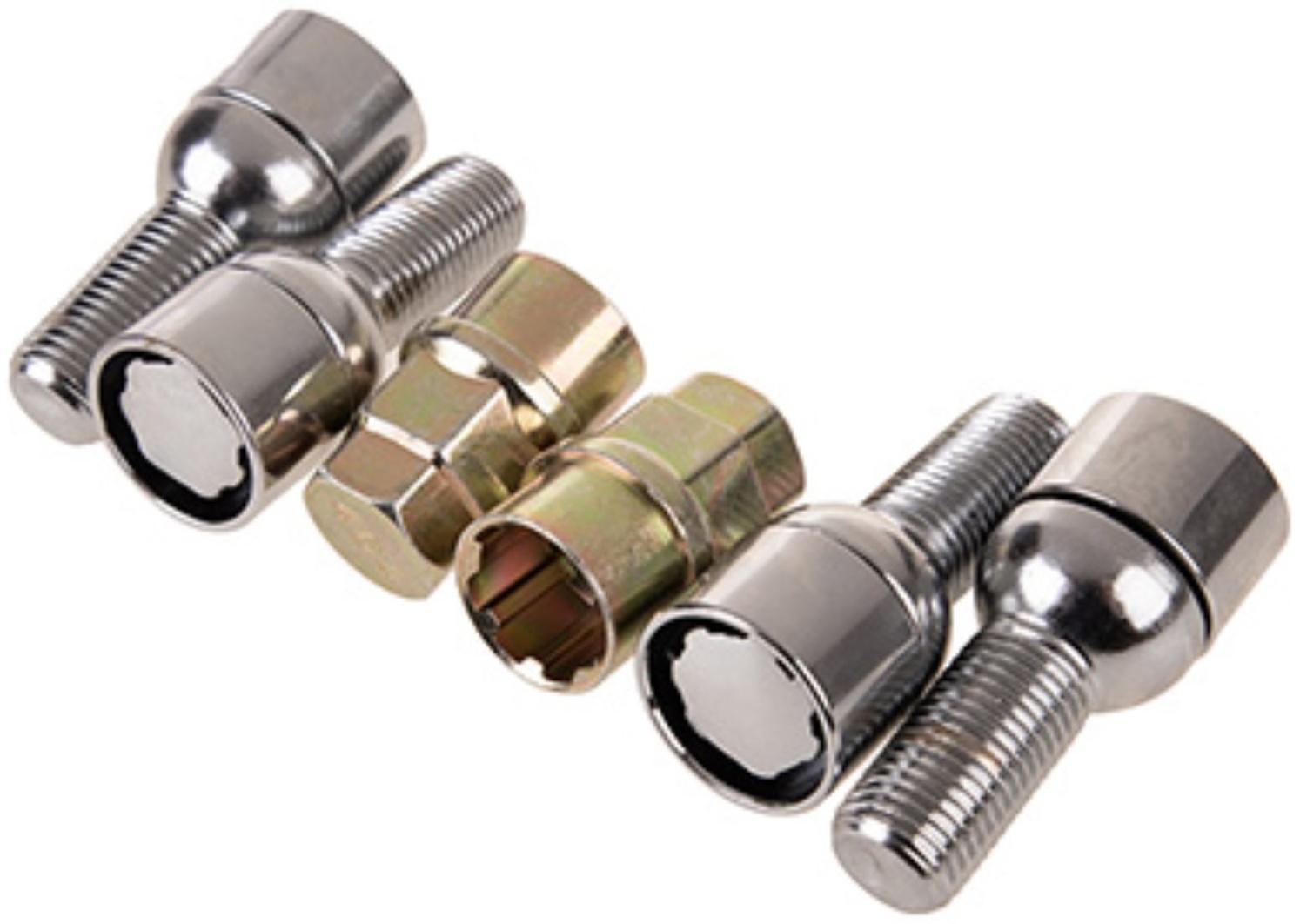 Болты секретки, SKYWAY, M14х1,50х28 сфера, вращающийся, 2 кл, хром, набор 4 шт