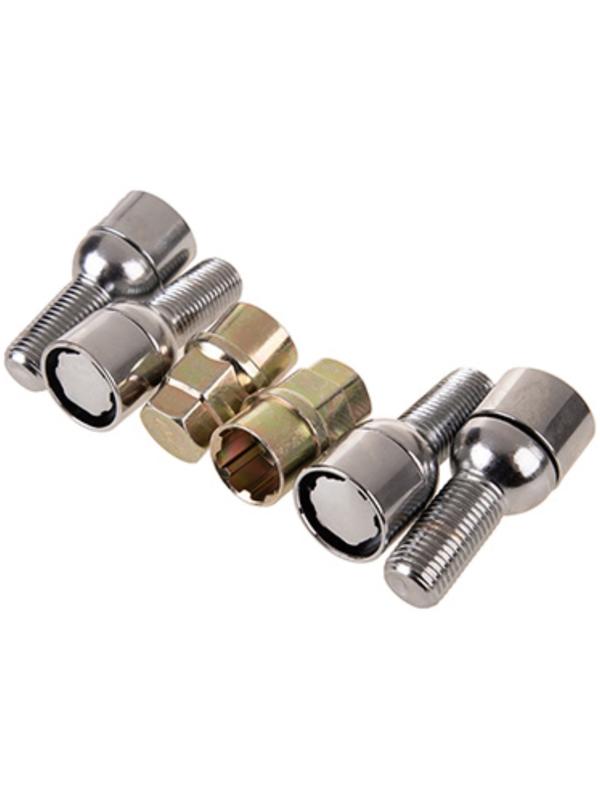 Болты секретки, SKYWAY, M14х1,50х28 сфера, вращающийся, 2 кл, хром, набор 4 шт