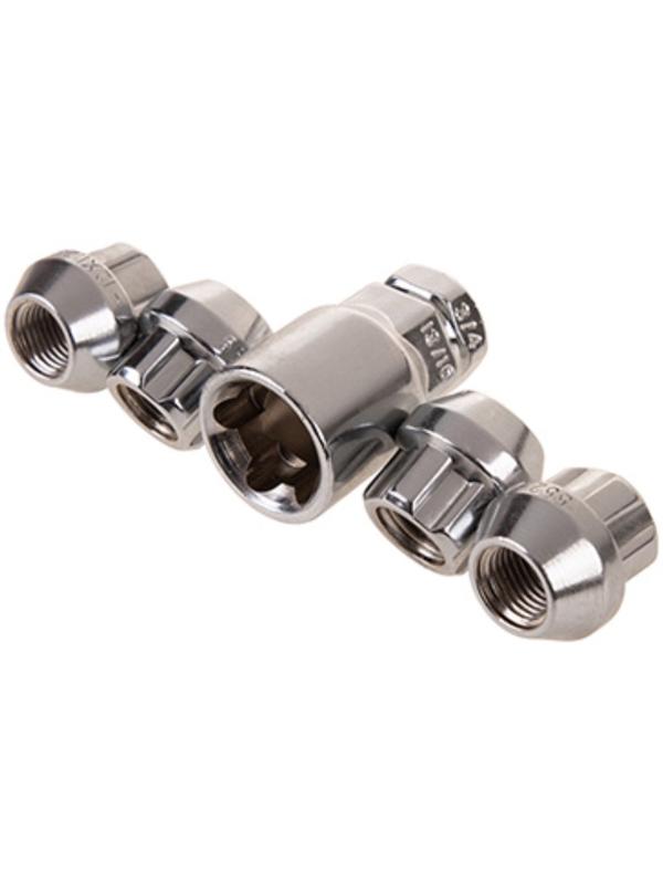 Гайки секретки Skyway, M12х1.25 21мм, конус открытый, 5 луч, 1 кл, хром, 4 шт