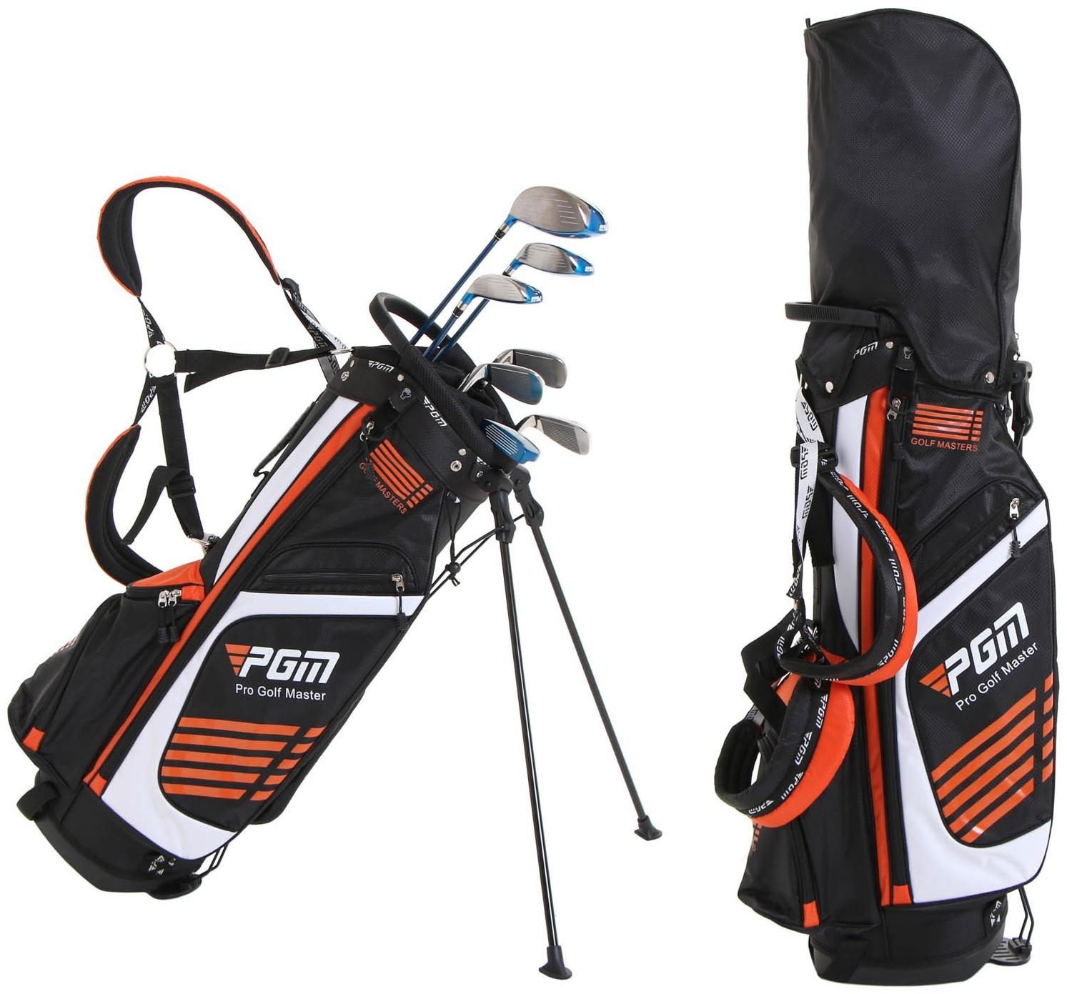 Сумка для гольфа PGM GOLF MASTERS, 14 отверстий 21х26 см, с подставкой, оранжевый