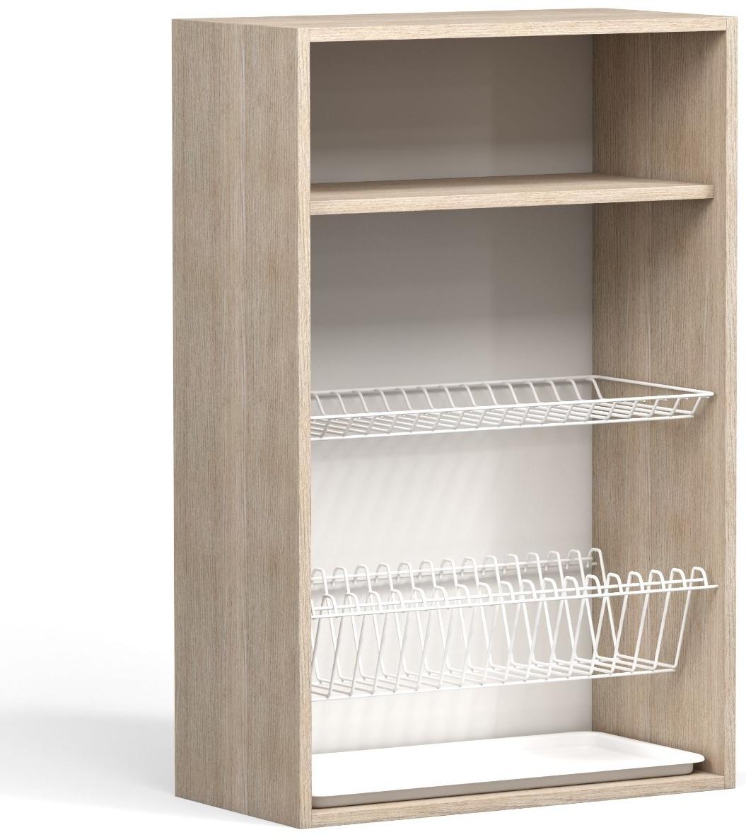 Шкаф навесной с посудосушителем Анжелика 600х300х920 Дуб молочный/Ясень