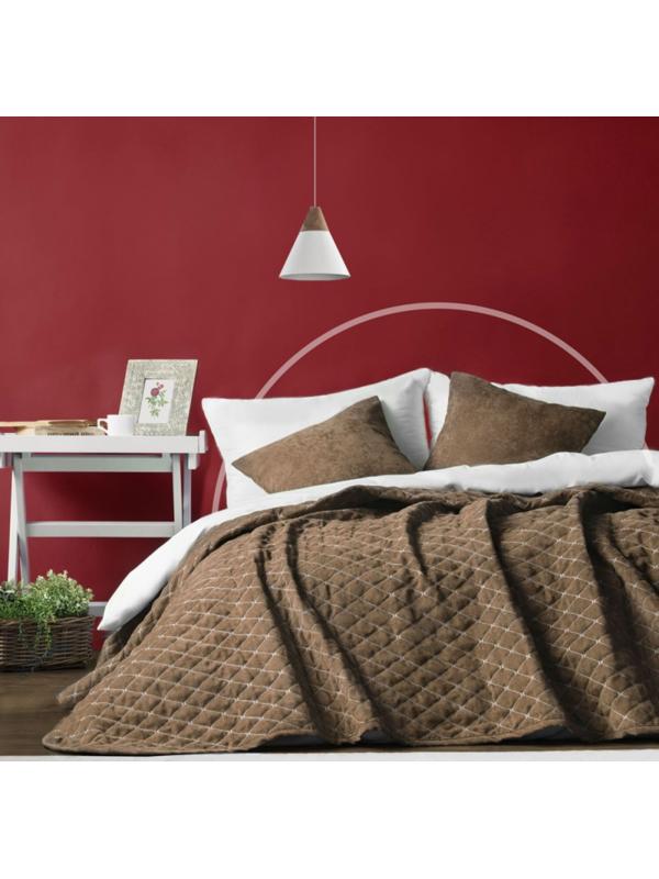 Покрывало с наволочками «Тина», размер 160х230 см, цвет коричневый