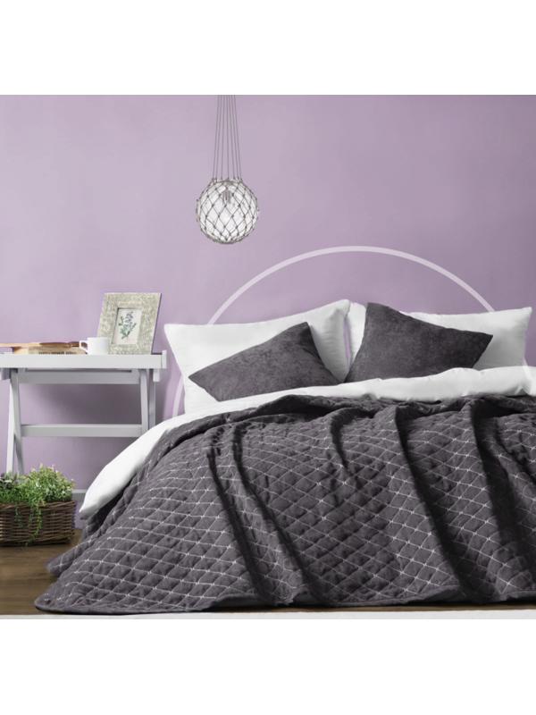 Покрывало с наволочками «Тина», размер 160х230 см, цвет темно-серый