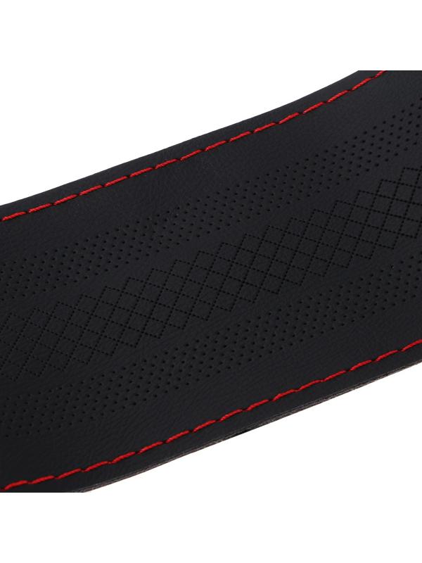 Оплетка на руль TORSO, 38 см, искусственная кожа, узор, красная нить