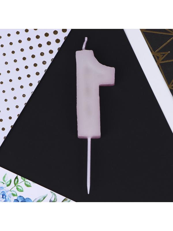 Свеча в торт «1», розовая