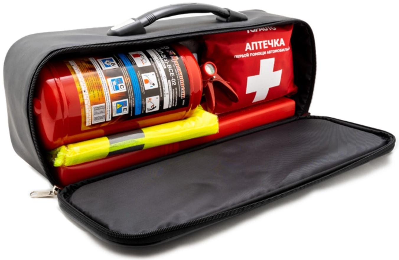 Набор автомобилиста EMERGENCY KIT 4 (сумка Аптечка по ТУ,ОП-2, Знак, перчатки)