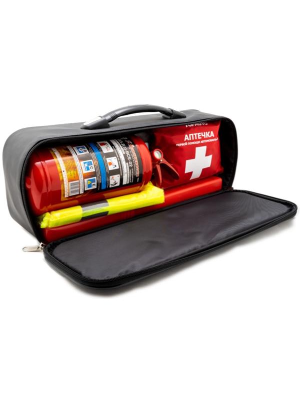 Набор автомобилиста EMERGENCY KIT 4 (сумка Аптечка по ТУ,ОП-2, Знак, перчатки)