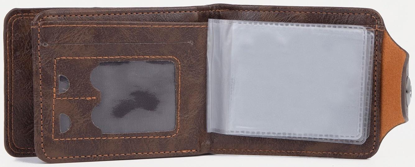 Портмоне на магните, для купюр, для карт, для монет, цвет коричневый