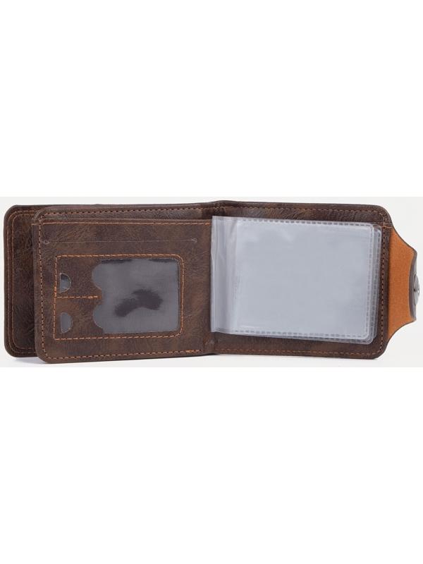 Портмоне на магните, для купюр, для карт, для монет, цвет коричневый