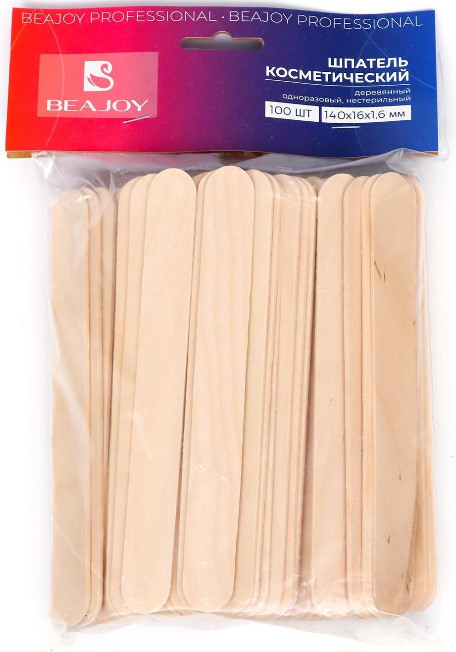 Шпатель деревянный косметический нестерильный BEAJOY 140*16*1.8, 100 шт