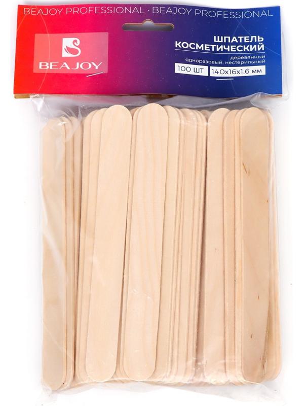 Шпатель деревянный косметический нестерильный BEAJOY 140*16*1.8, 100 шт