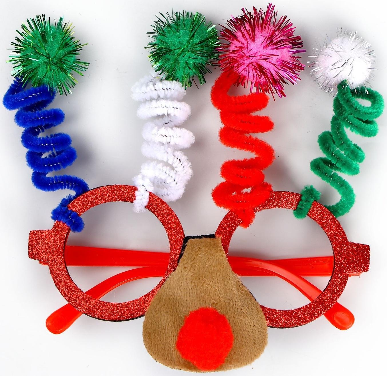 Карнавальные очки «Бомбошки» с носиком, цвета МИКС