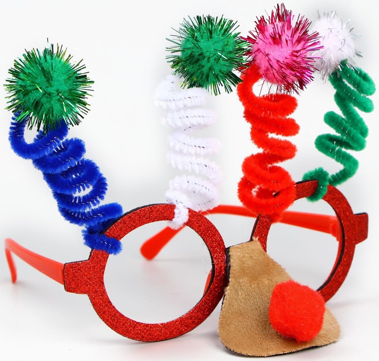 Карнавальные очки «Бомбошки» с носиком, цвета МИКС